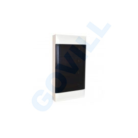PractiboxS, 4x12, falon kívüli kiselosztó, átlátszó füstszínű ajtóval